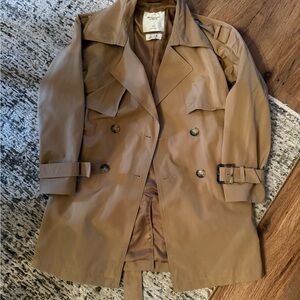 Abercrombie & Fitch Brown Double-Breasted Trench Coat Mid Length size XS